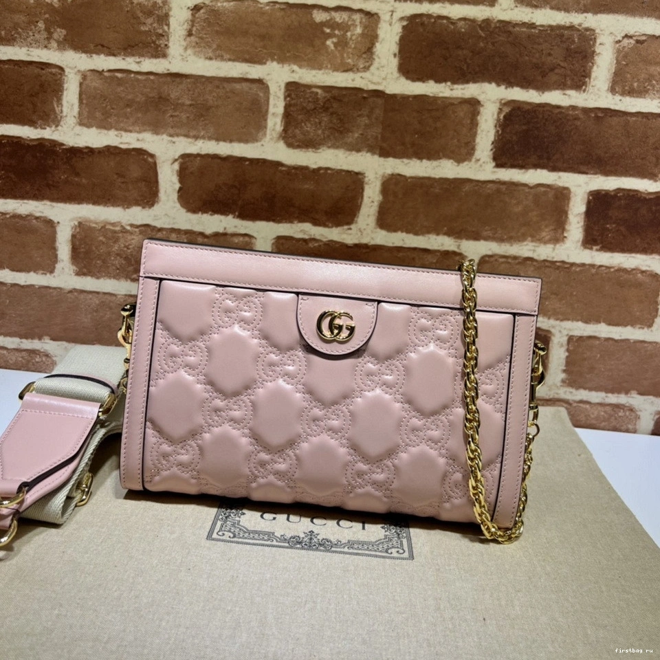 First bag ru shoulder GUCCI bag leather GG matelassé 0820